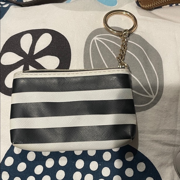 Victoria's Secret Black and White Striped Pouch with Pink Accent - Picture 2 of 3